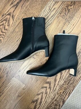 J. Crew Black Pointed Toe Ankle Boots with Low Block Heel NWT